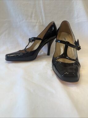 Jimmy Choo Black Patent Leather T-Strap Pumps